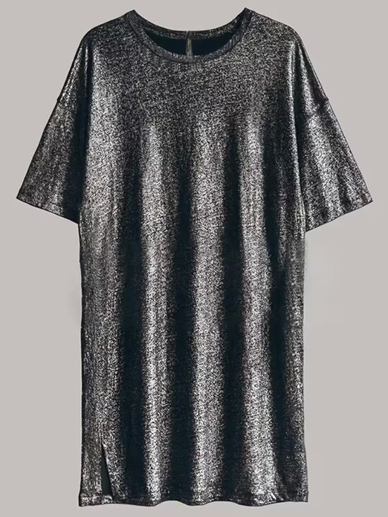 Deep Grey Grunge Streetwear Nian Short Sleeve Mini Dress - Picture 6 of 6